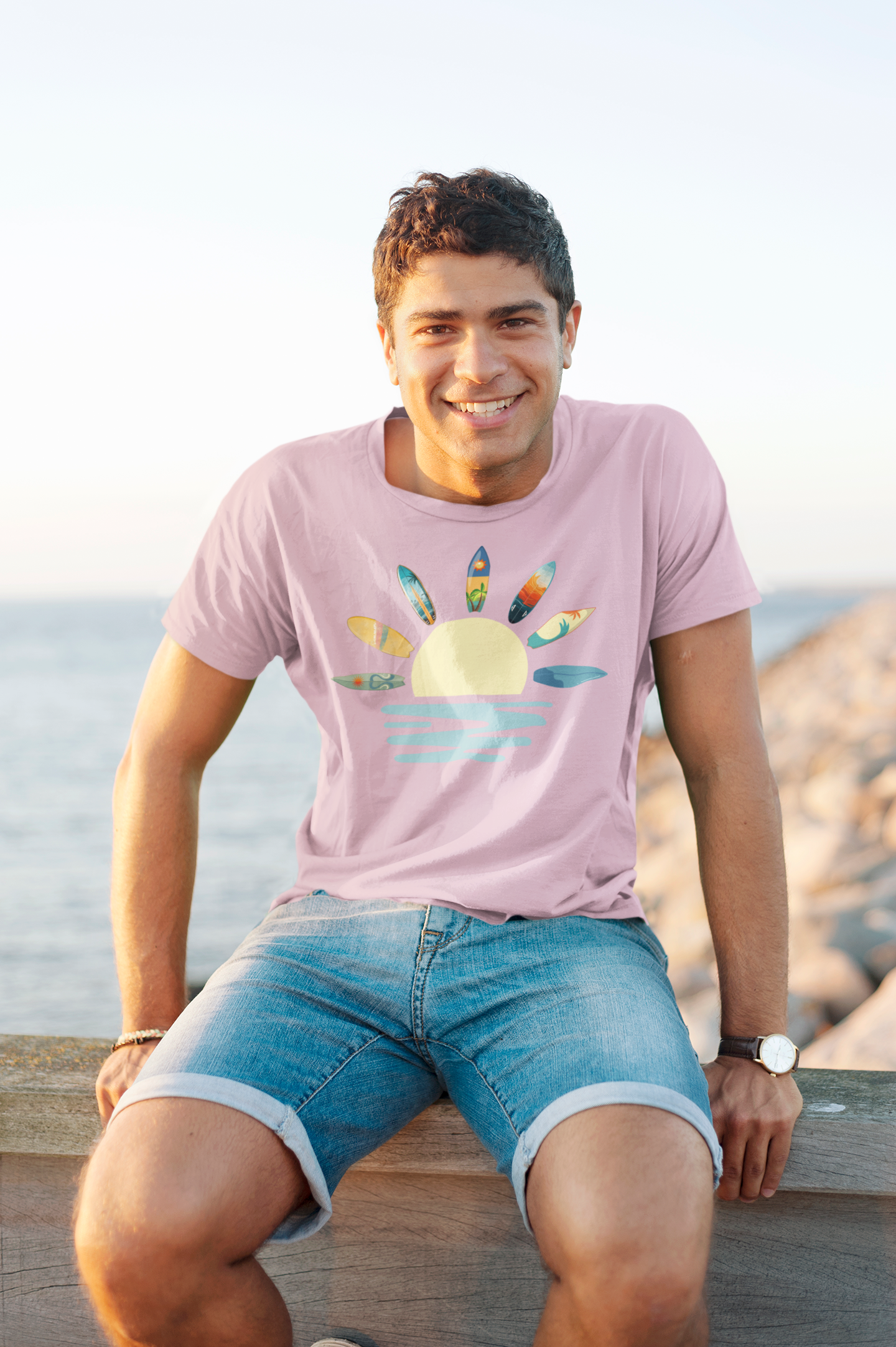 Beach Vibes T-Shirt, Summer Surf Tee, Sand & Sea Shirt, Holiday Surfboard Top, Colourful Unisex Jersey