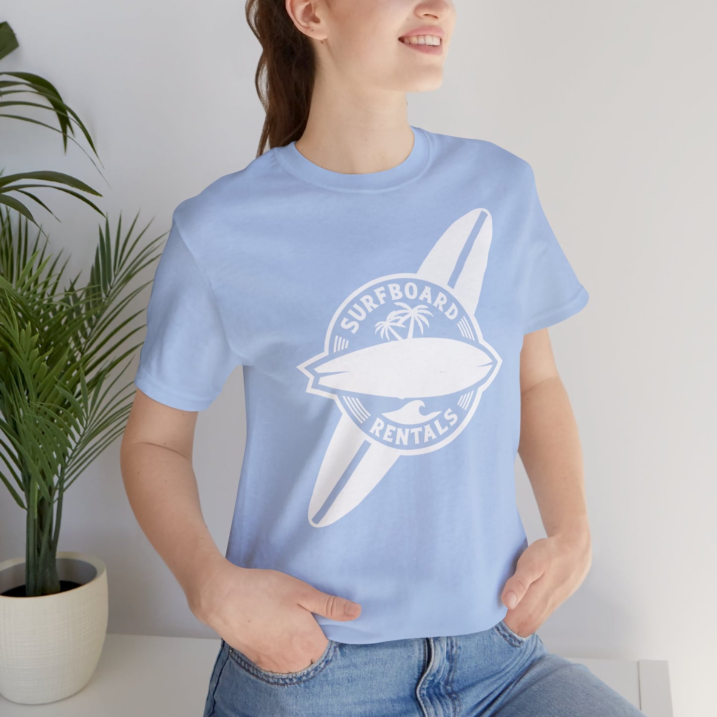Beach Surfboard Unisex Tee, T-Shirt for Sun and Sand Lovers, Holiday Shirt, Summer Apparel, Ocean Lover Gift