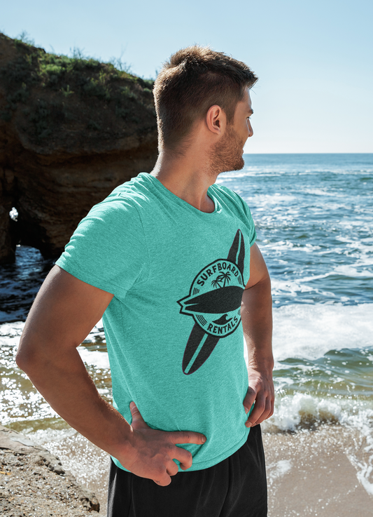 Surfboard Rentals T-Shirt, Summer Vibes Tee, Beachwear, Gift for Surfers, Casual Top, Unisex Jersey Short Sleeve Shirt