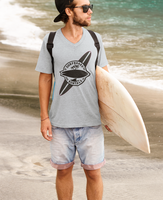 Surfboard Summer Unisex T-Shirt - Beach Holiday Sand Sea Sun Tee, Vacation Top, Coastal Theme Shirt, Ocean Lover Gift, Tropical Apparel