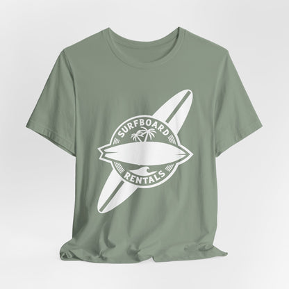 Beach Surfboard Rentals T-Shirt - Summer Holiday Unisex Tee, Beach Vacation Shirt, Surfing Theme Top, Ocean Lover Gift, Beachwear Apparel