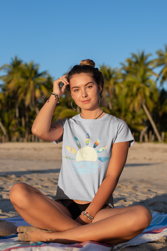Beach Vibes T-Shirt, Summer Surf Tee, Sand & Sea Shirt, Holiday Surfboard Top, Colourful Unisex Jersey